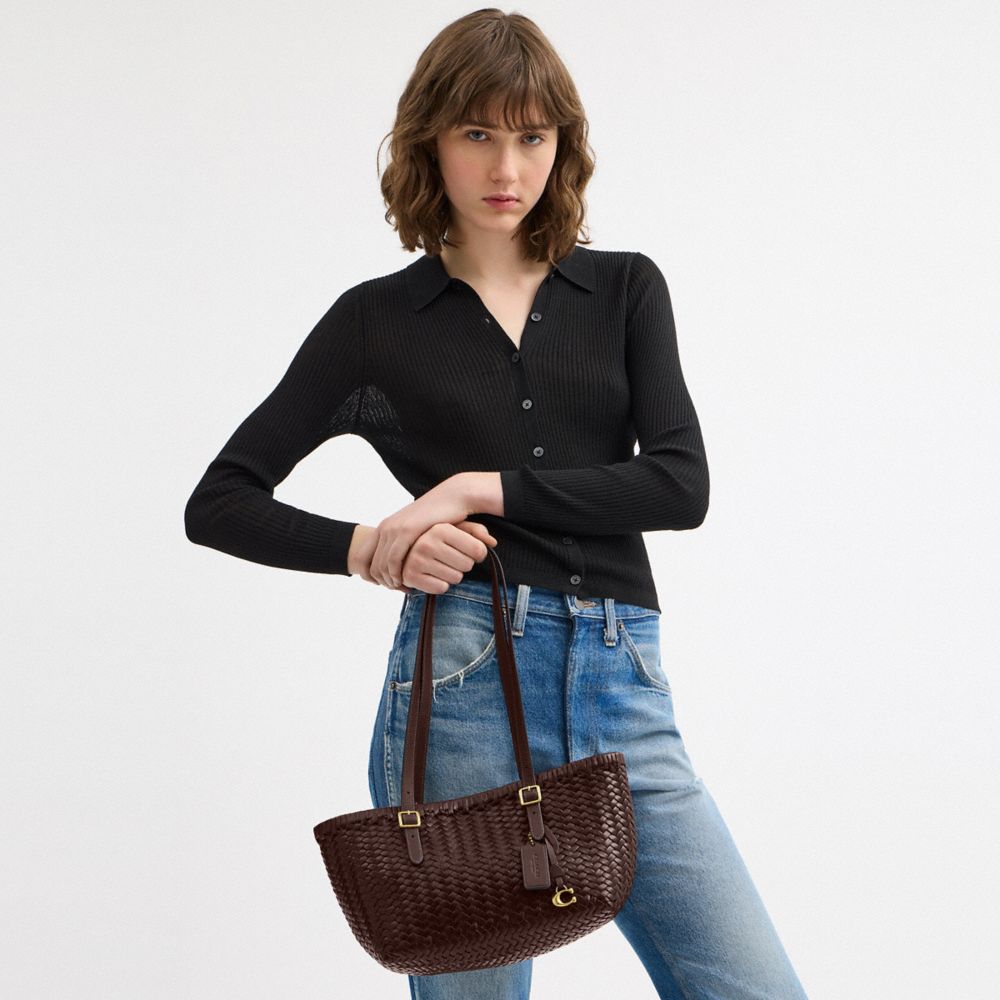 COACH®,Woven Swing Tote Bag,,Detail View