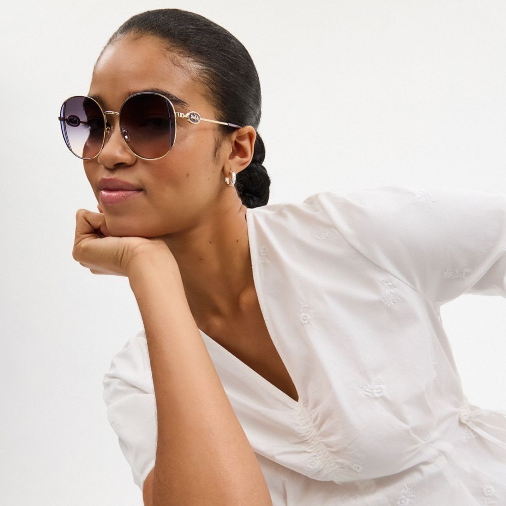 Coach Horse And Carriage Metal Round Sunglasses — фото 2