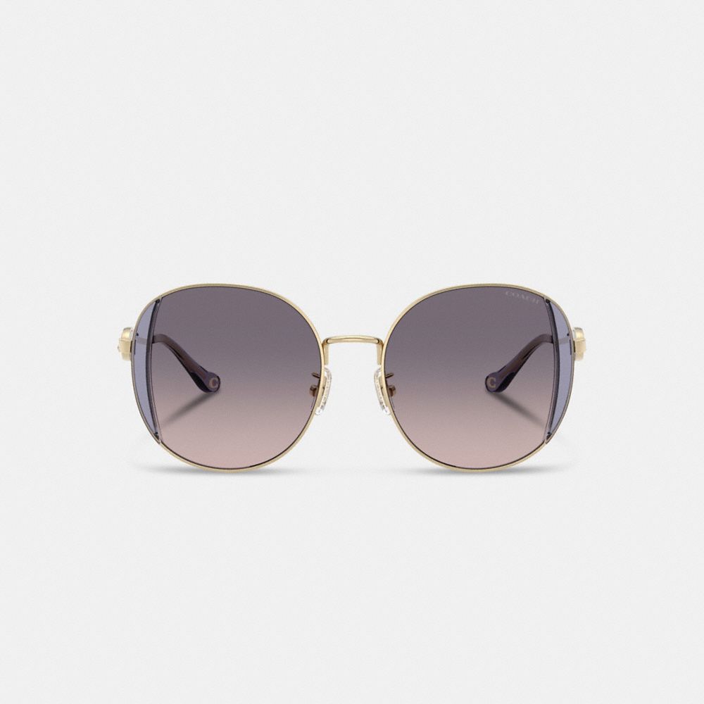 Coach Horse And Carriage Metal Round Sunglasses In Lilac Blush