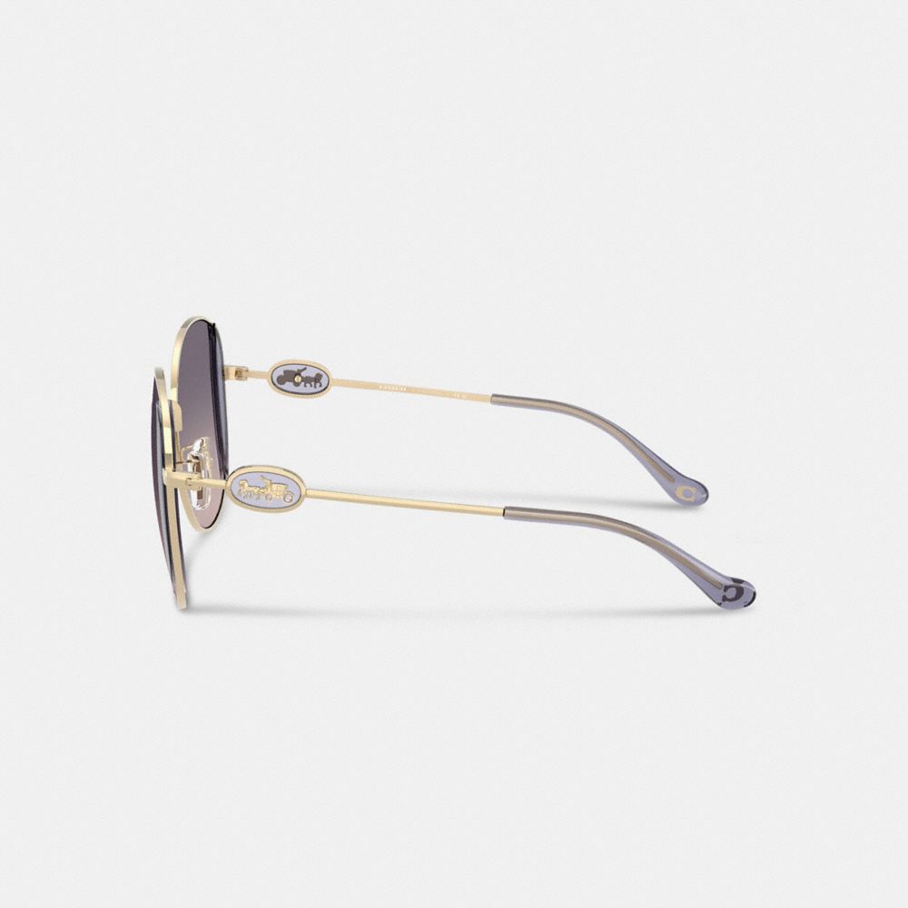 Coach Horse And Carriage Metal Round Sunglasses In Lilac Blush