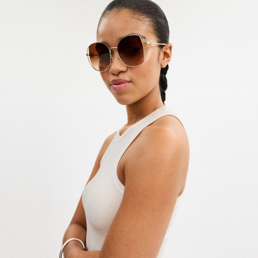 Horse And Carriage Metal Round Sunglasses