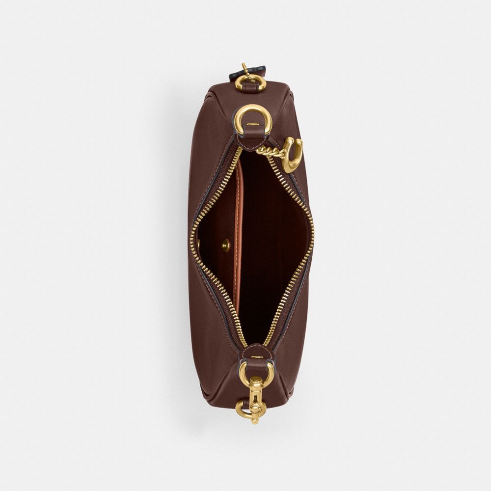 COACH®,Jonie Bag 22,Leather,Hobo,Logo,Tag Embellishment,Chain Detail,Metal,Gold Metal,Day Party,Brown,Inside View,Top View