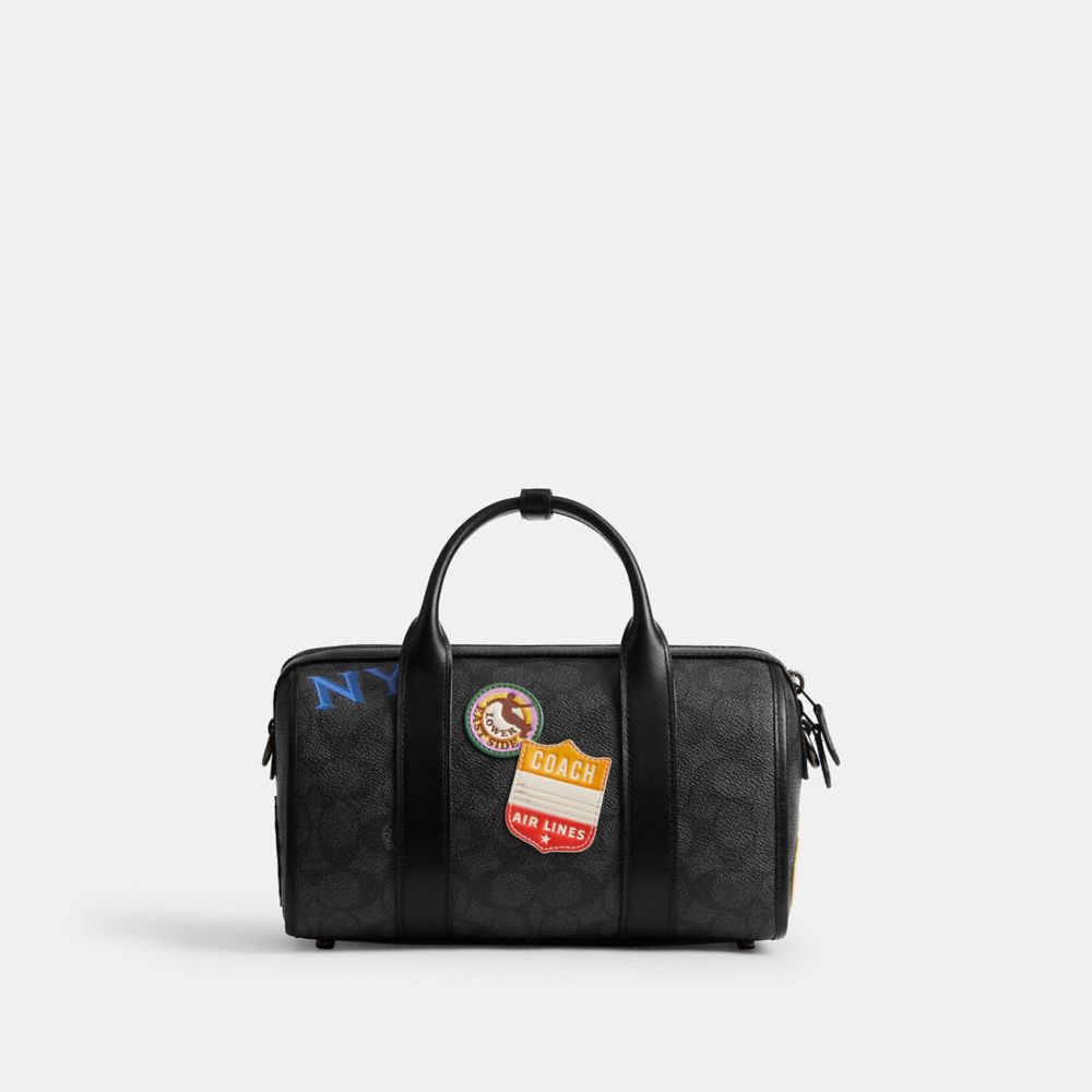 COACH®,Gotham Duffle Bag 24 In Signature Canvas With Patches,,Back View