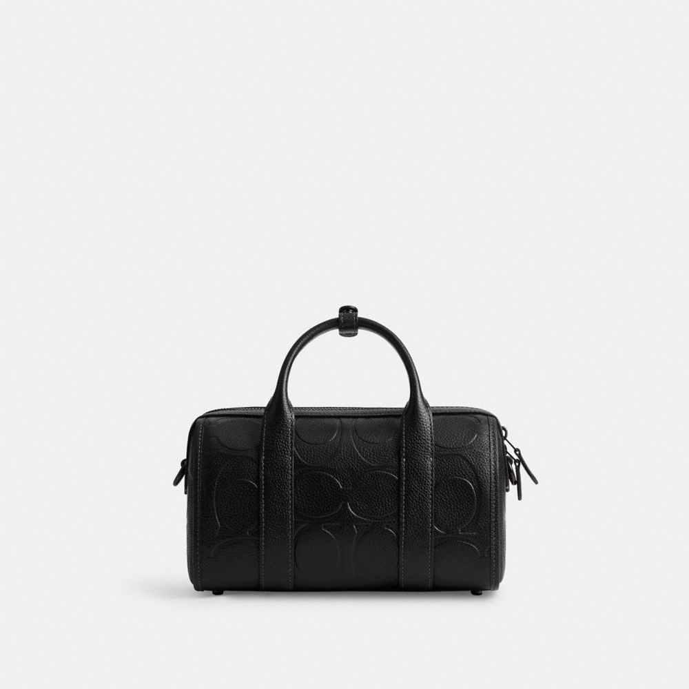COACH®,Gotham Duffle Bag 24 In Maxi Signature Leather,Black,Back View