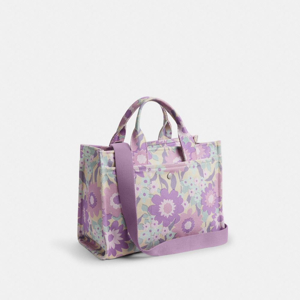 COACH®,Cargo Tote Bag With Floral Print,,Angle View