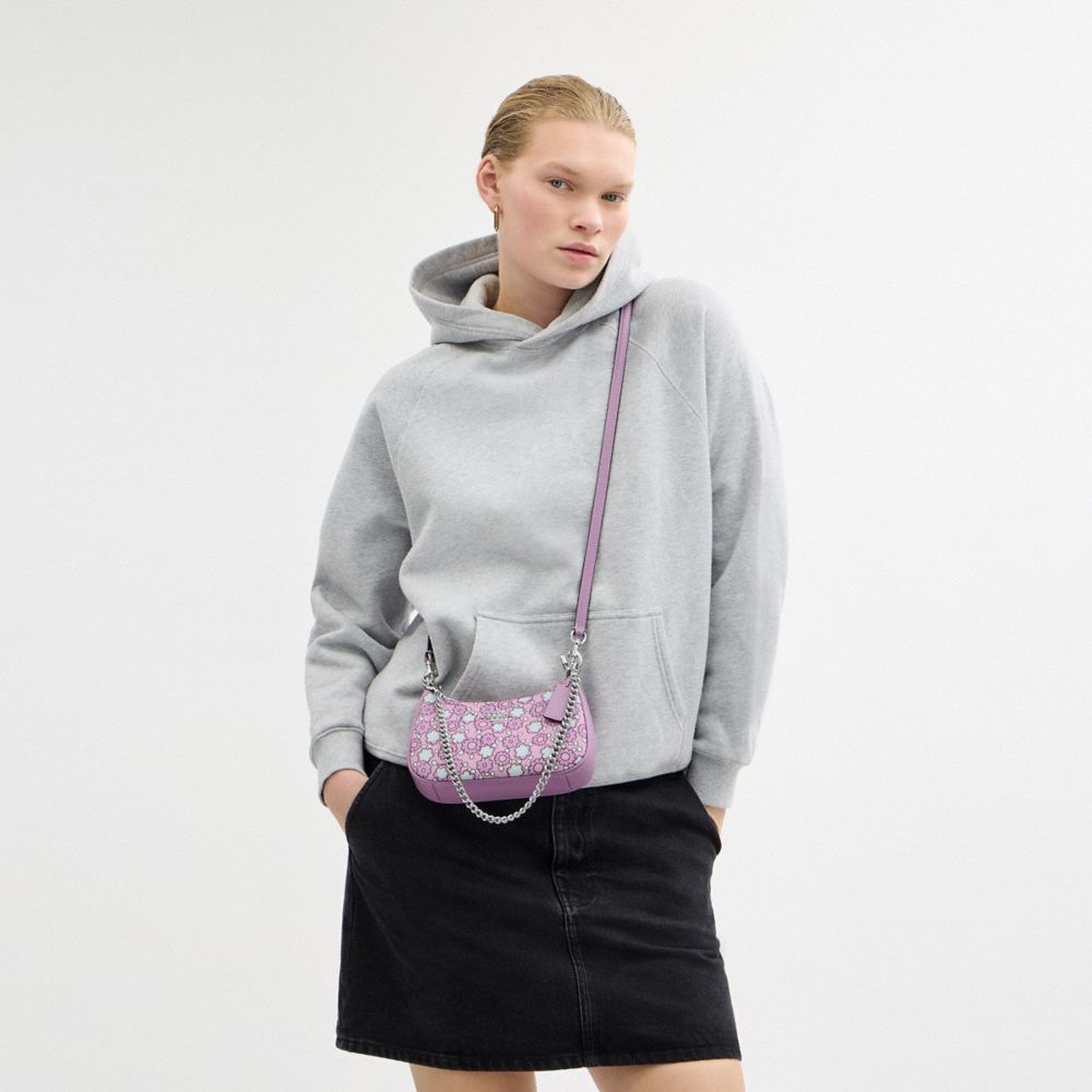 COACH®,Teri Mini Crossbody Bag With Floral Print,Shoulder Bag,Color Block,Metal,Logo,Casual,Lavender