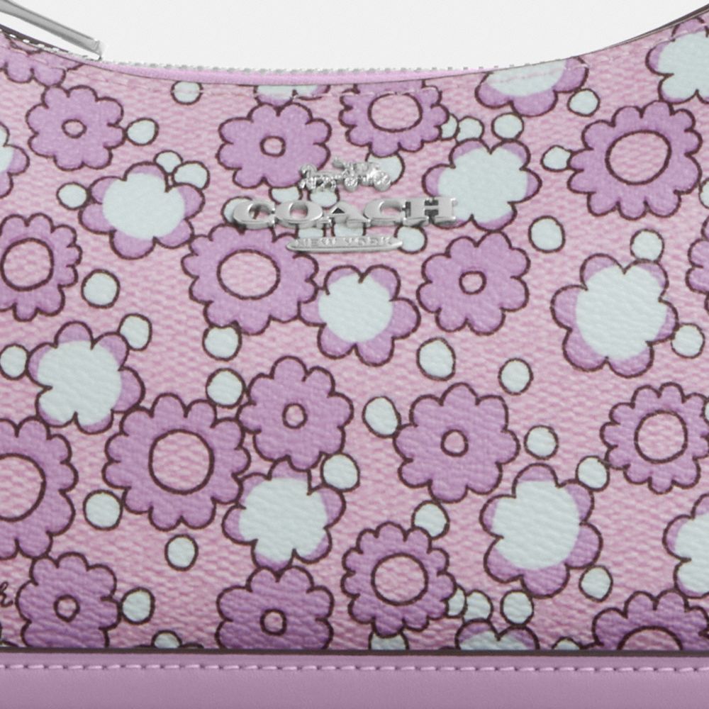 COACH®,Teri Mini Crossbody Bag With Floral Print,Shoulder Bag,Color Block,Metal,Logo,Casual,Lavender,Closer View