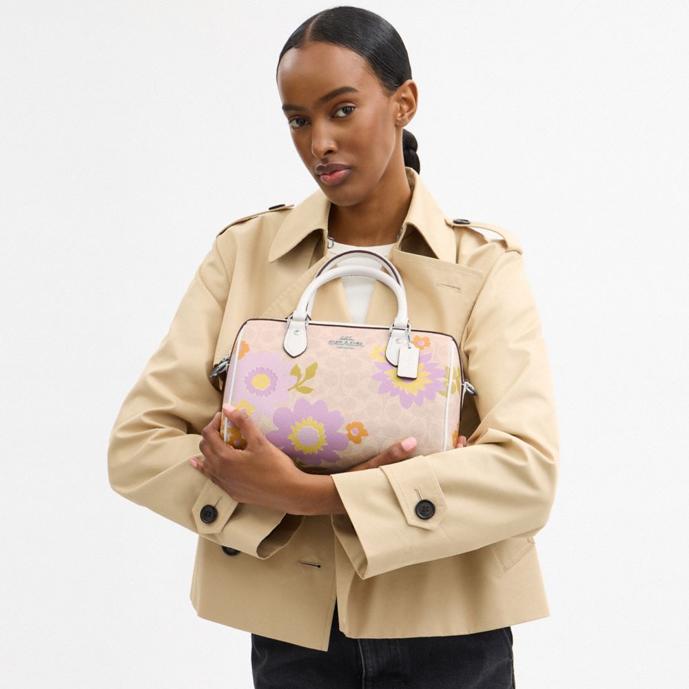 COACH®,Rowan Satchel Bag In Signature Canvas With Floral Print,,Detail View