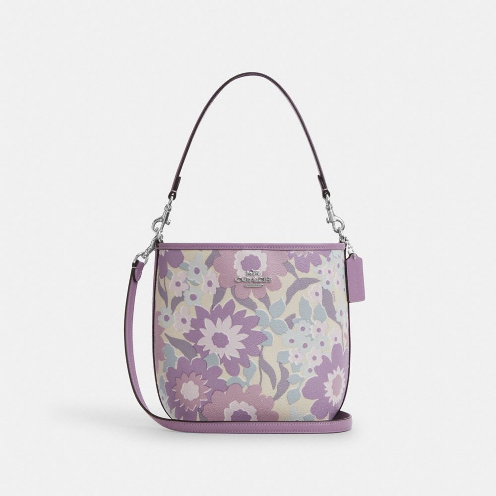 COACH®,City Bucket Bag With Floral Print,,Front View