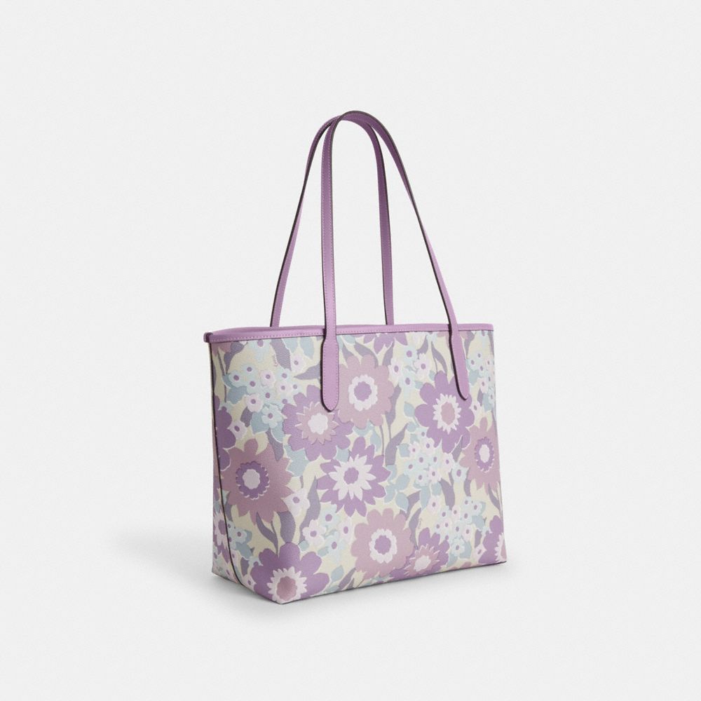 COACH®,Sv/Ivoire/Pourpre Multi,Angle View