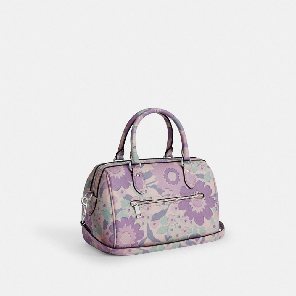 COACH®,Rowan Satchel Bag With Floral Print,,Angle View