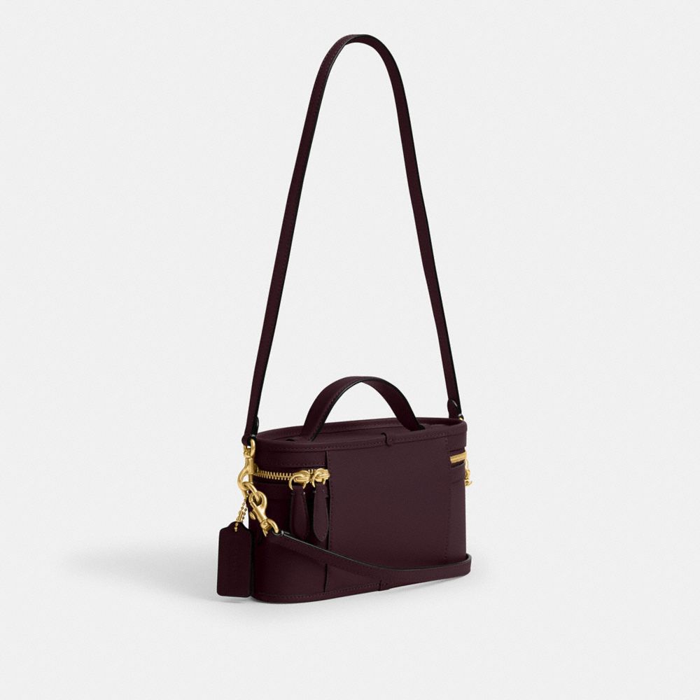 COACH®,Trail Bag,Leather,Satchel,Logo,Brass,Work,Purple,Angle View