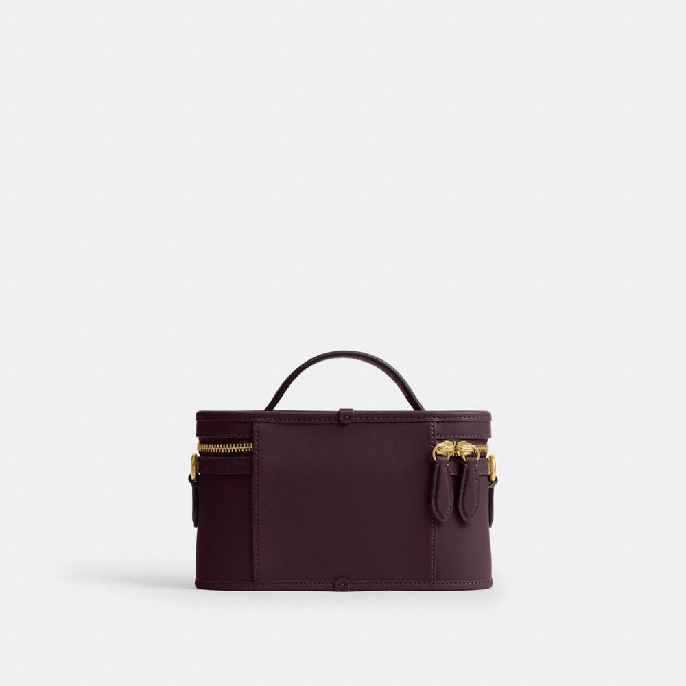 COACH®,Trail Bag,Leather,Satchel,Logo,Brass,Work,Purple,Back View