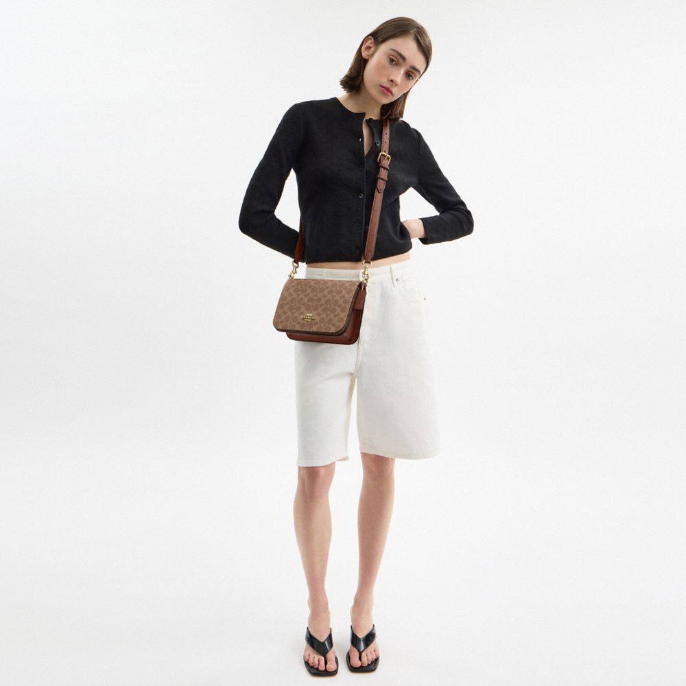 COACH®,Quinn Bag In Signature Canvas With Floral Chain,