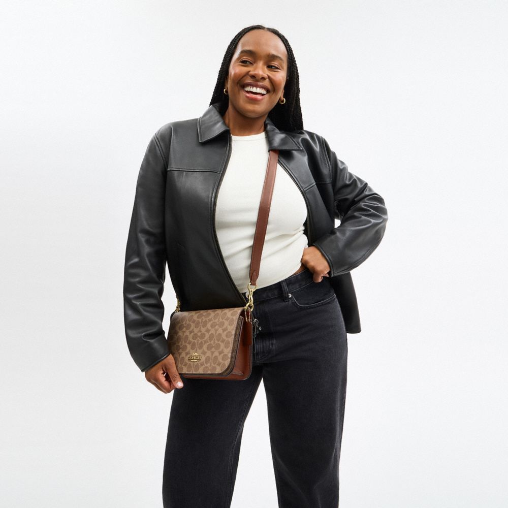 COACH®,Quinn Bag In Signature Canvas With Floral Chain,Brown