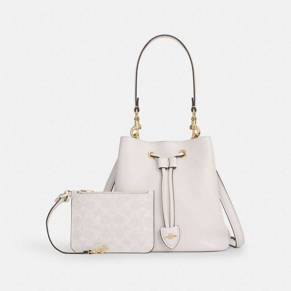 COACH®,Rowan Bucket Bag,White,Angle View