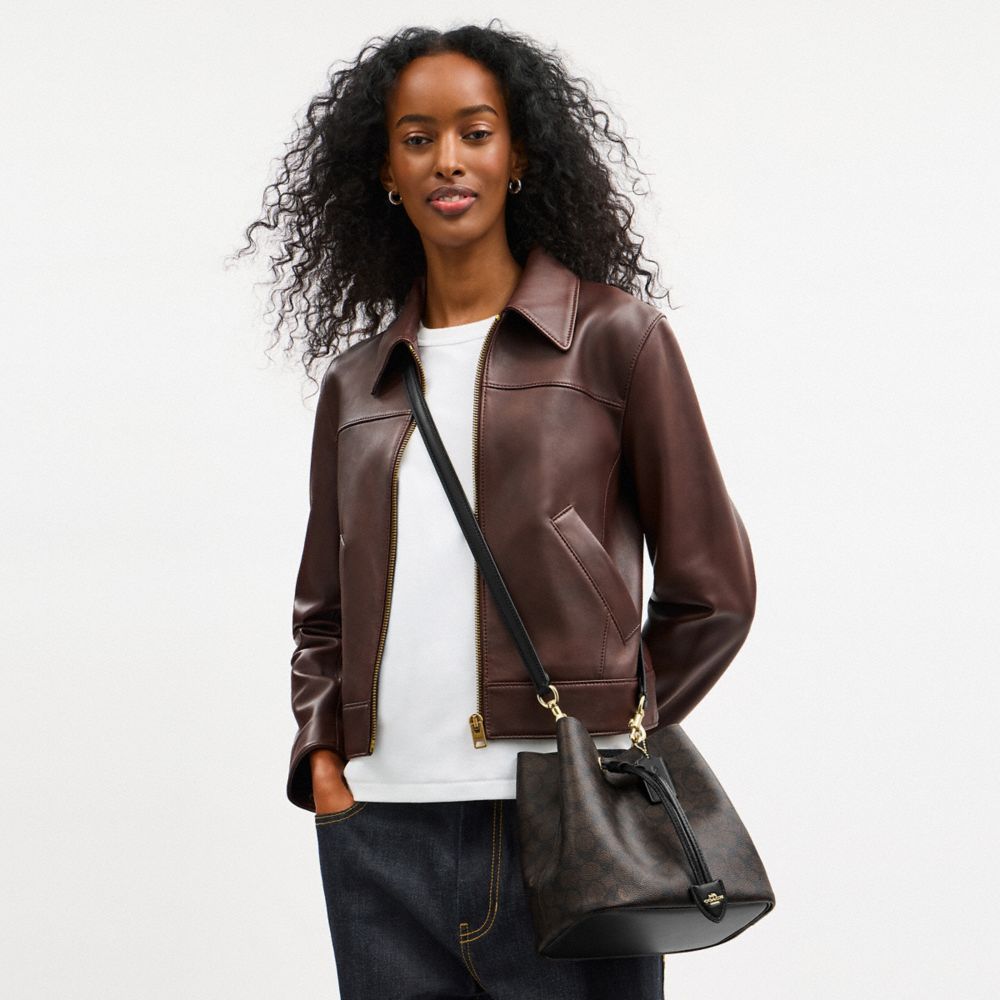 COACH®,Rowan Bucket Bag In Signature Canvas,Brown