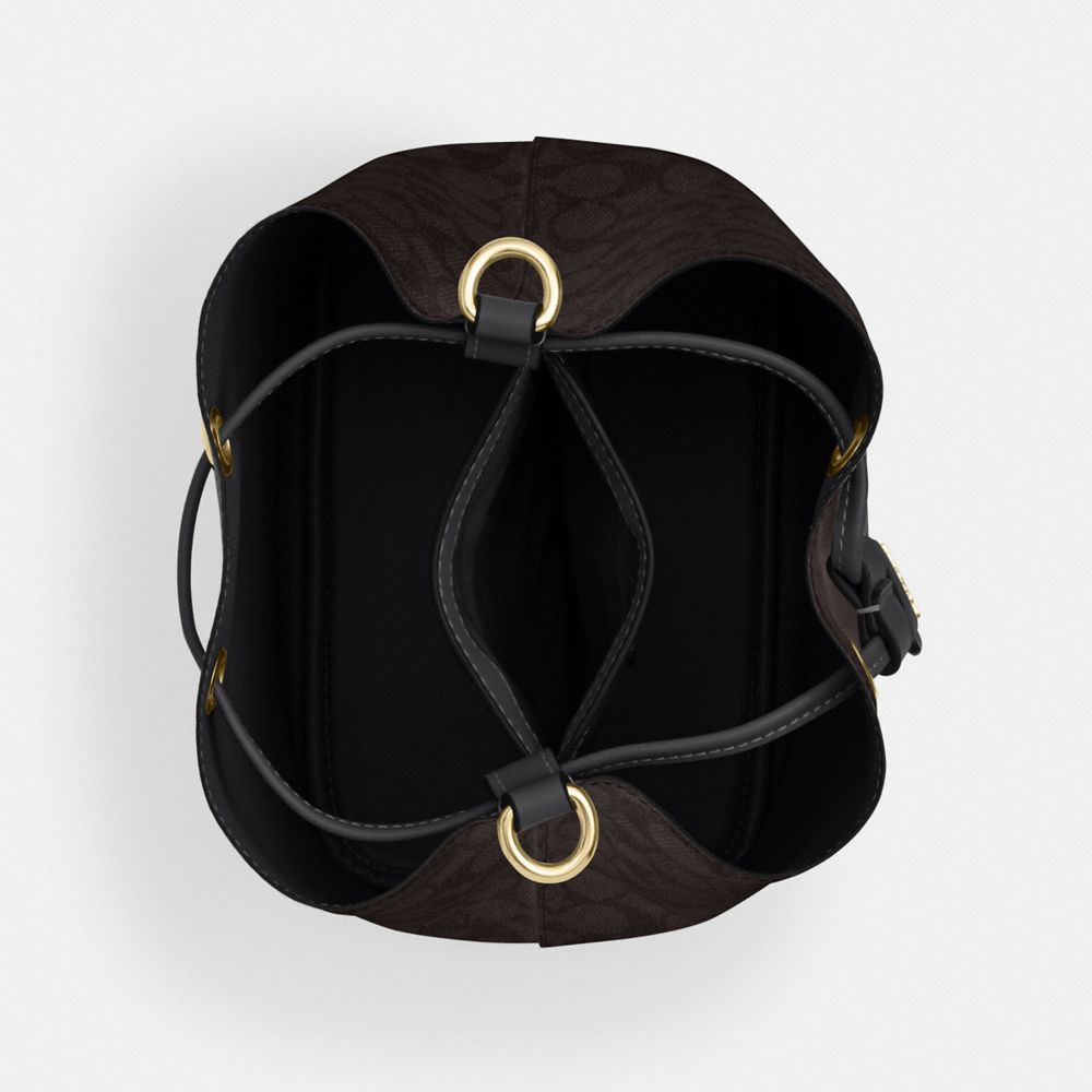 COACH®,Rowan Bucket Bag In Signature Canvas,Brown,Inside View,Top View