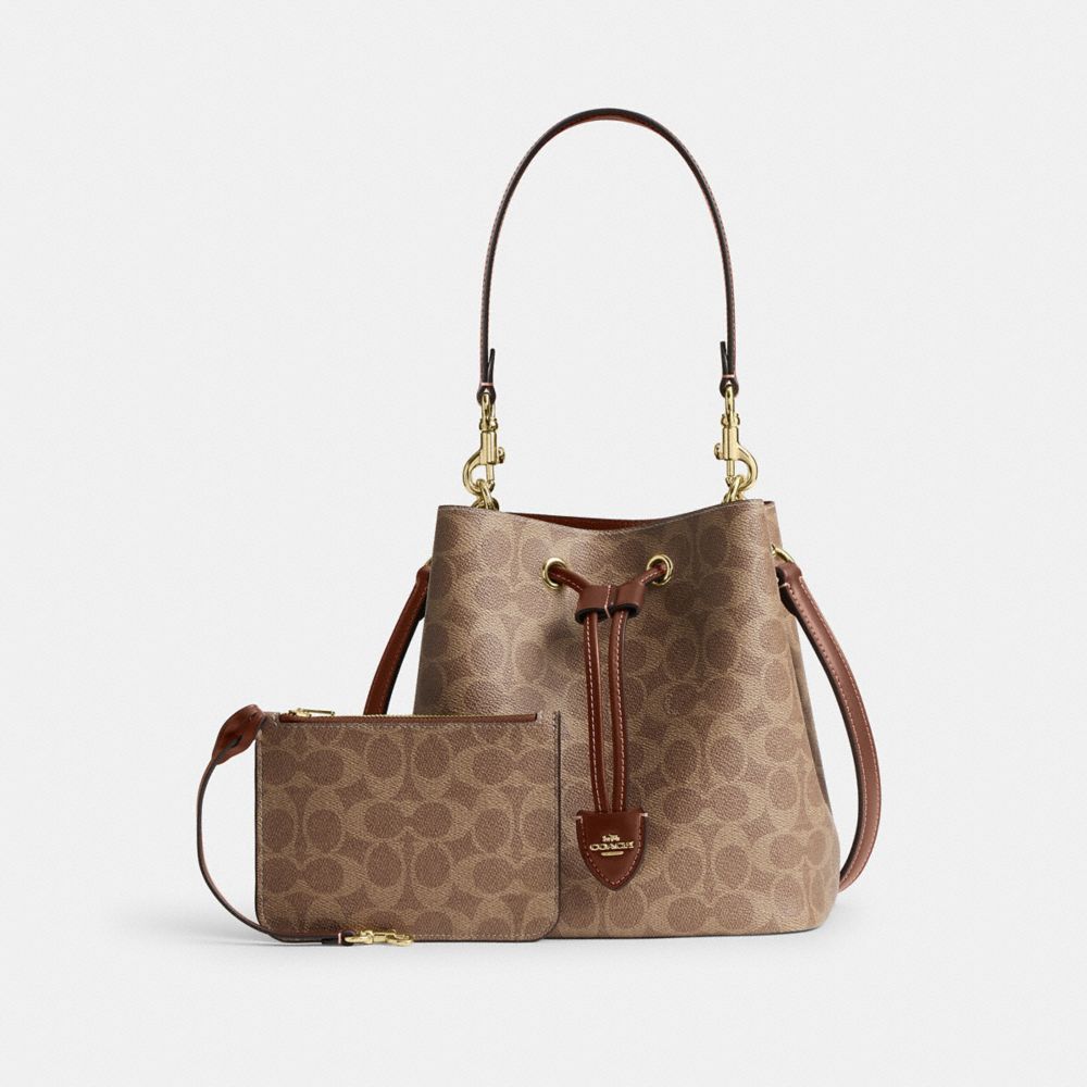 COACH®,Rowan Bucket Bag In Signature Canvas,,Angle View