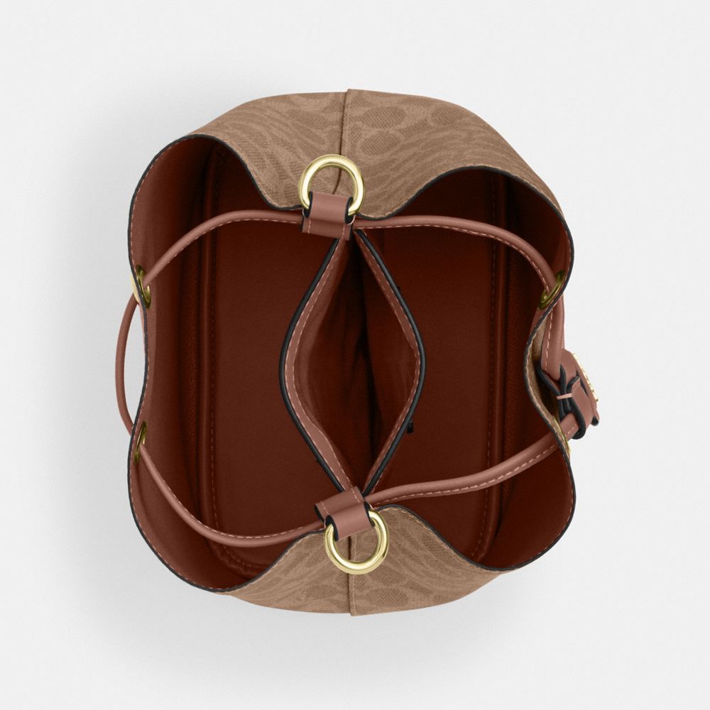 COACH®,Rowan Bucket Bag In Signature Canvas,,Inside View,Top View
