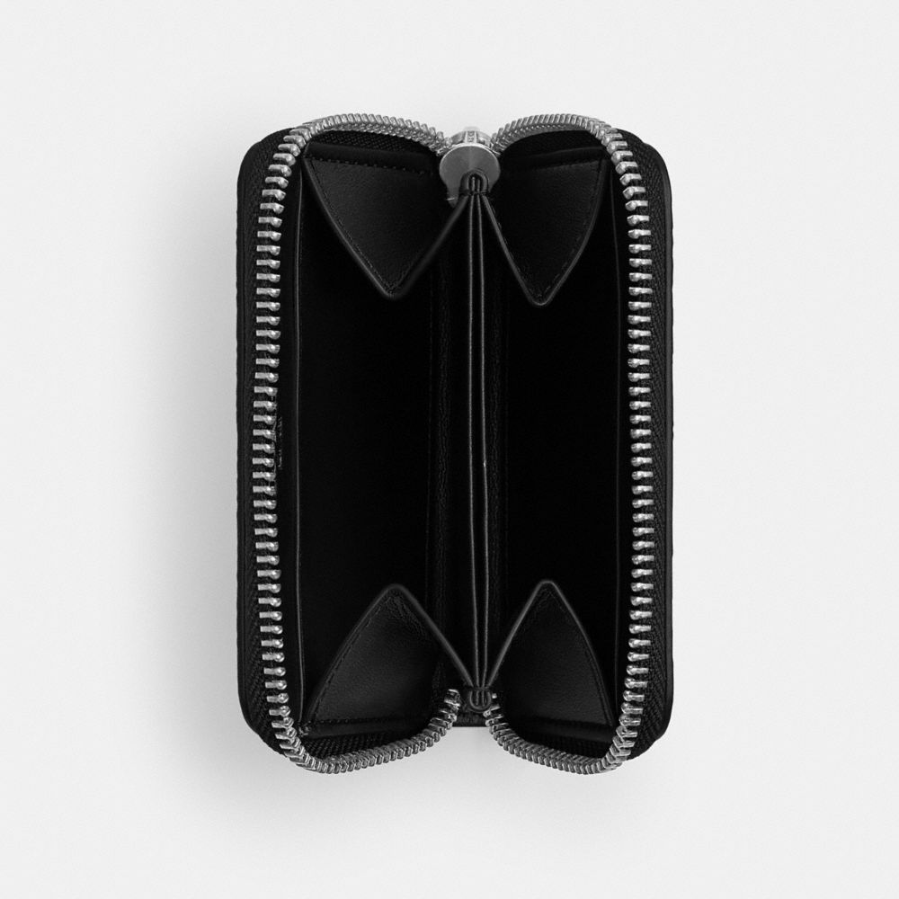 COACH®,Small Zip Around Card Case In Signature Canvas,Canvas,Coin,Card Case,Casual,Black,Inside View,Top View
