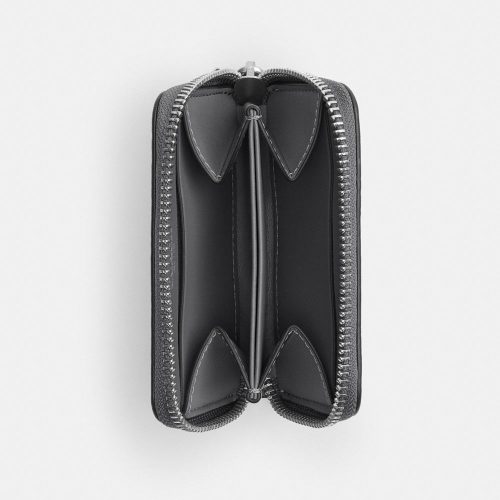 COACH®,PETIT PORTE-CARTES À FERMETURE ÉCLAIR SUR TOUT LE TOUR EN TOILE EXCLUSIVE,Gris exclusif,Inside View,Top View