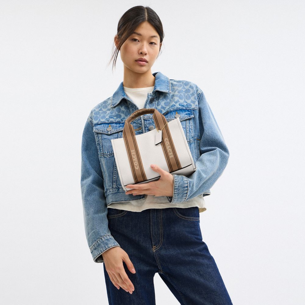 COACH®,Smith Tote Bag 24,Leather,Tote,Stripe,Casual,White,Detail View