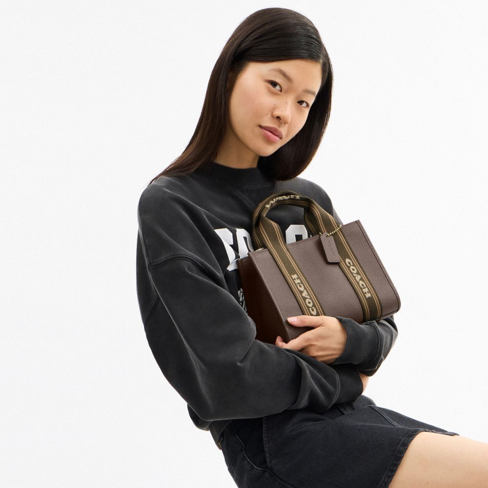 COACH®,Smith Tote Bag 24,Leather,Tote,Stripe,Casual,Brown,Detail View