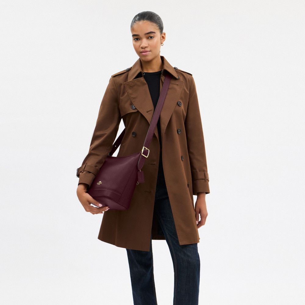 COACH®,Jude Duffle Bag,Leather,Crossbody,Logo,Metal,Gold Metal,Casual,Maroon