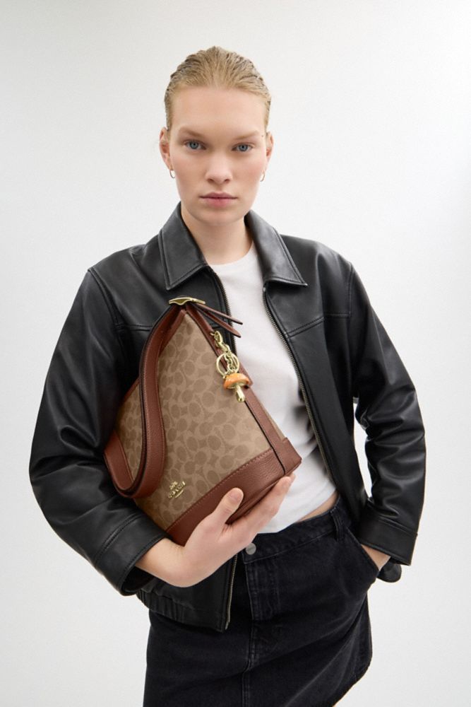 COACH®,Jude Duffle Bag In Signature Canvas,Canvas,Leather,Crossbody,Metal,Color Block,Casual,Brown