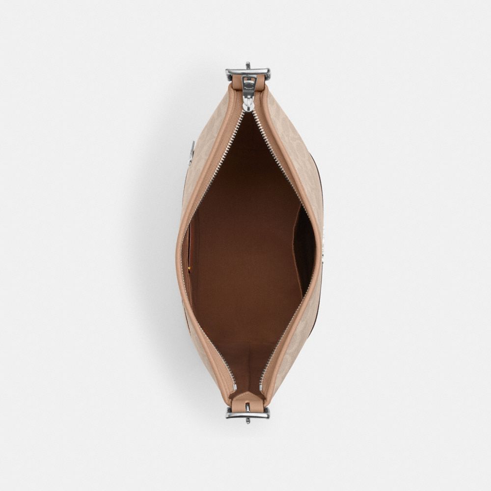 COACH®,Jude Duffle Bag In Signature Canvas,Beige,Inside View,Top View