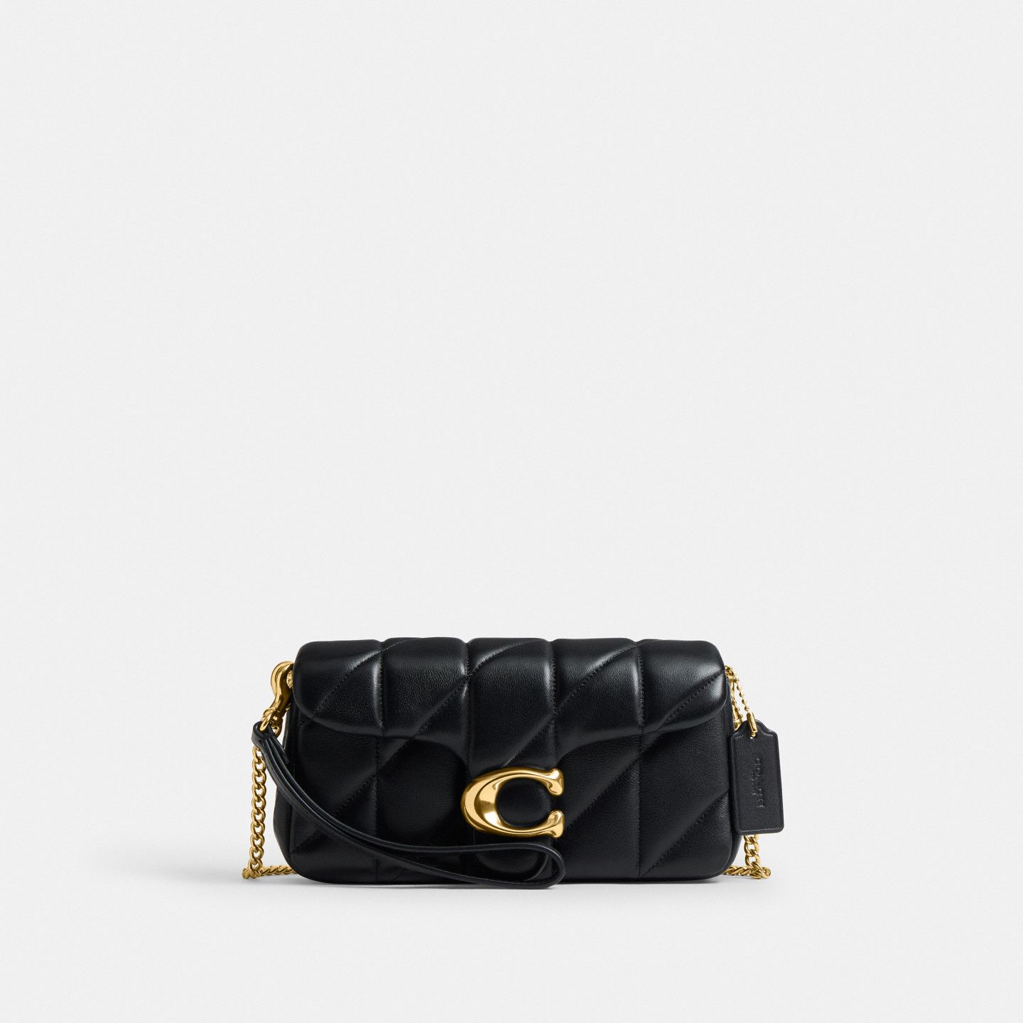 Женская сумка Coach Tabby Chain Crossbody Bag 19 With Quilting, цвет: Латунный / Чёрный — фото 1