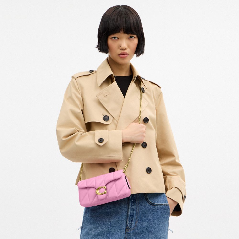 COACH®,Tabby Chain Crossbody Bag 19 With Quilting,Lining Leather,Leather,Crossbody,Wristlet,Logo,Pattern,Stitching,Embelli...,,Detail View