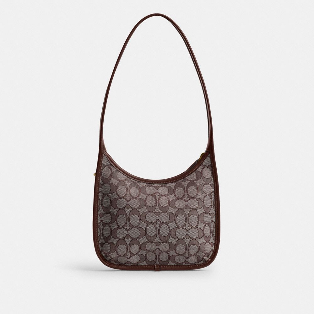 COACH®,Curve Zip Bag In Signature Jacquard,Cotton,Polyester,Shoulder Bag,Logo,Metal,Casual,Multi Color,Back View