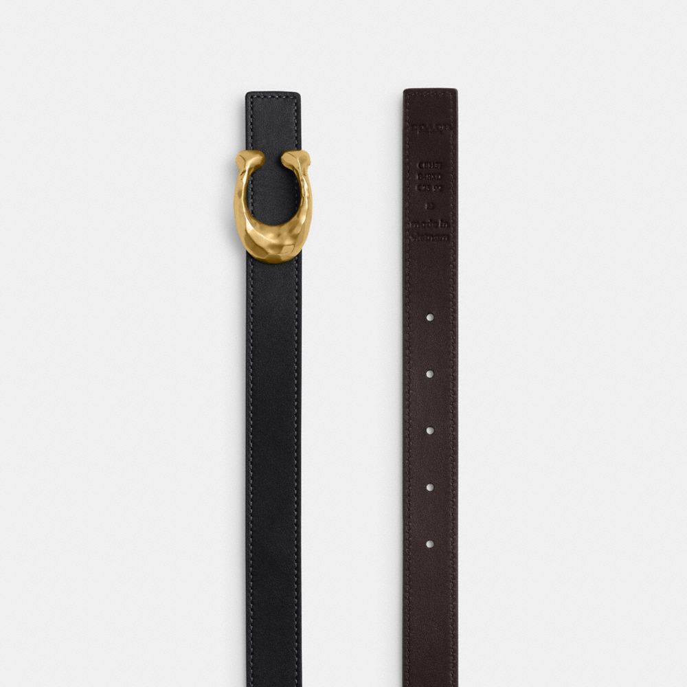 COACH®,C Hardware Reversible Belt, 25 Mm,Calfskin Leather,Standard,Logo,Reversible,Casual,Black,Angle View