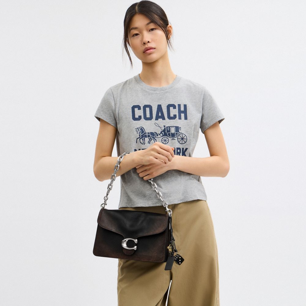 COACH®,Chain Tabby Shoulder Bag In Loved Leather,,Detail View