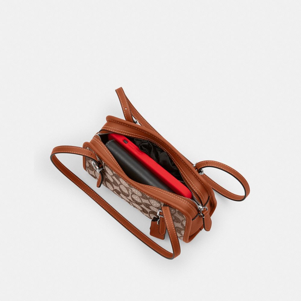COACH®,Swing Zip Bag 20 In Crystal Signature Jacquard,,Inside View,Top View
