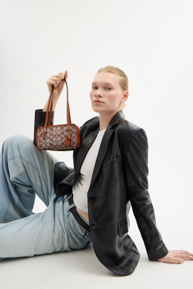 COACH®,Swing Zip Bag 20 In Crystal Signature Jacquard,