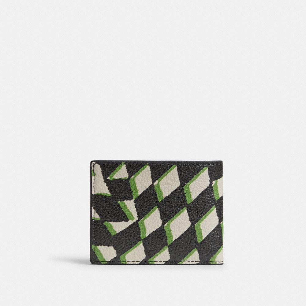 COACH®,Slim Billfold Wallet With Geo Check Print,,Back View