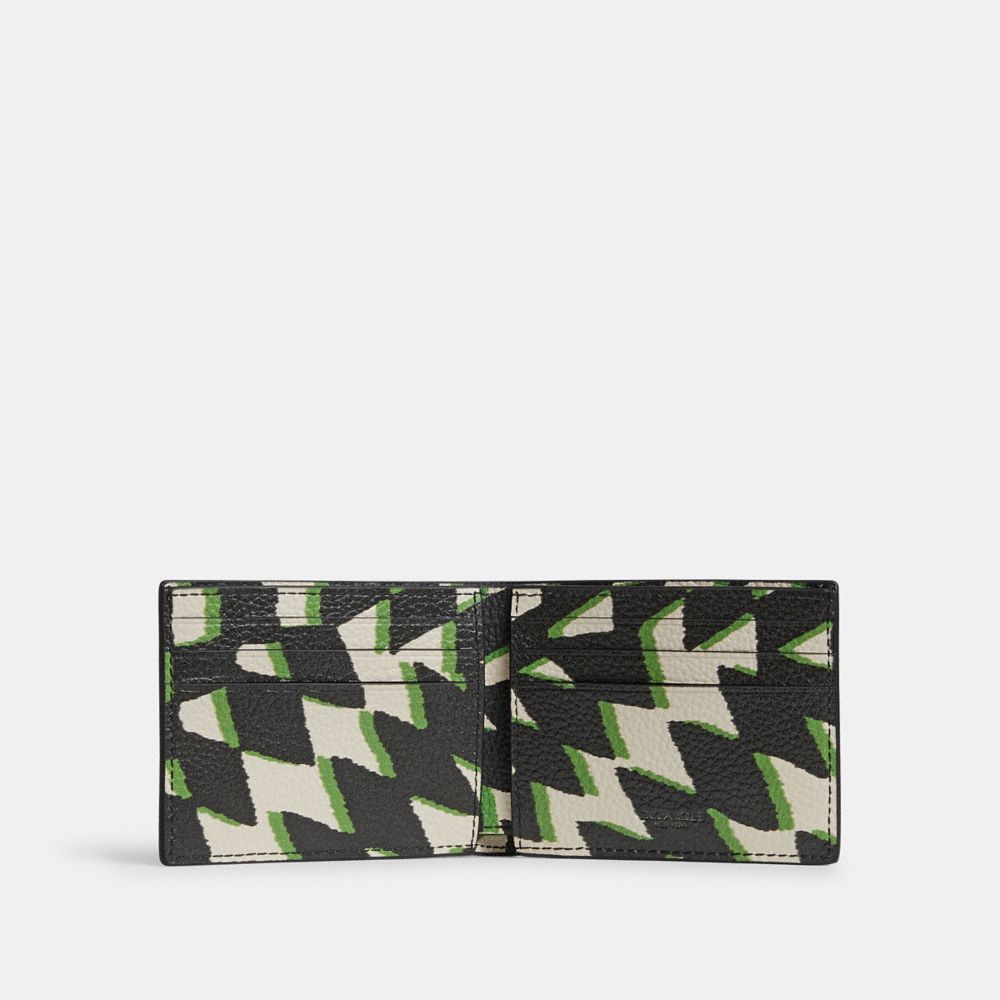COACH®,Slim Billfold Wallet With Geo Check Print,,Inside View,Top View