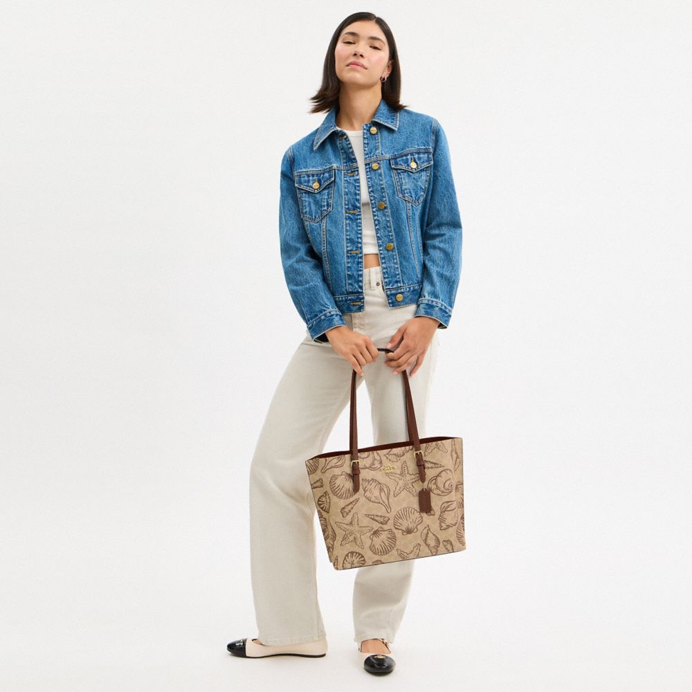 COACH®,Mollie Tote Bag In Signature Canvas With Shell Print,,Detail View