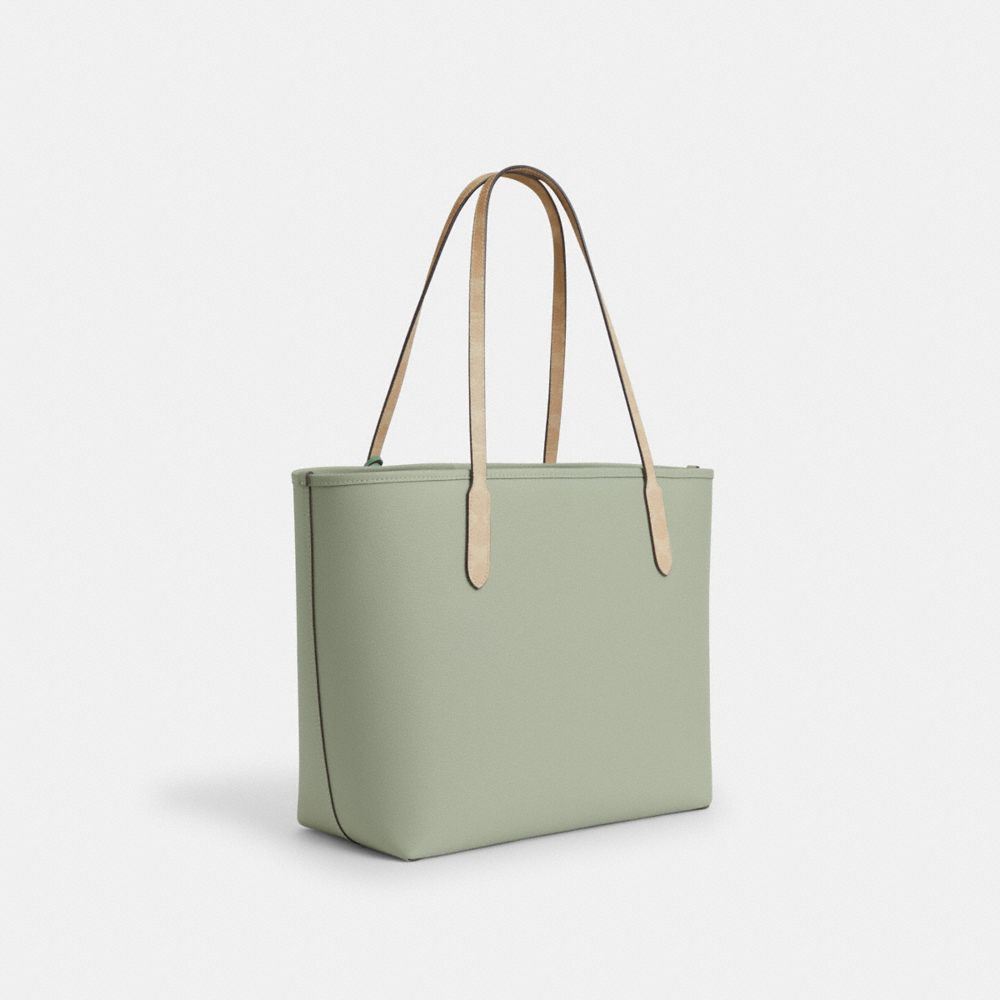 COACH®,City Tote Bag With Seahorse Charm,,Angle View