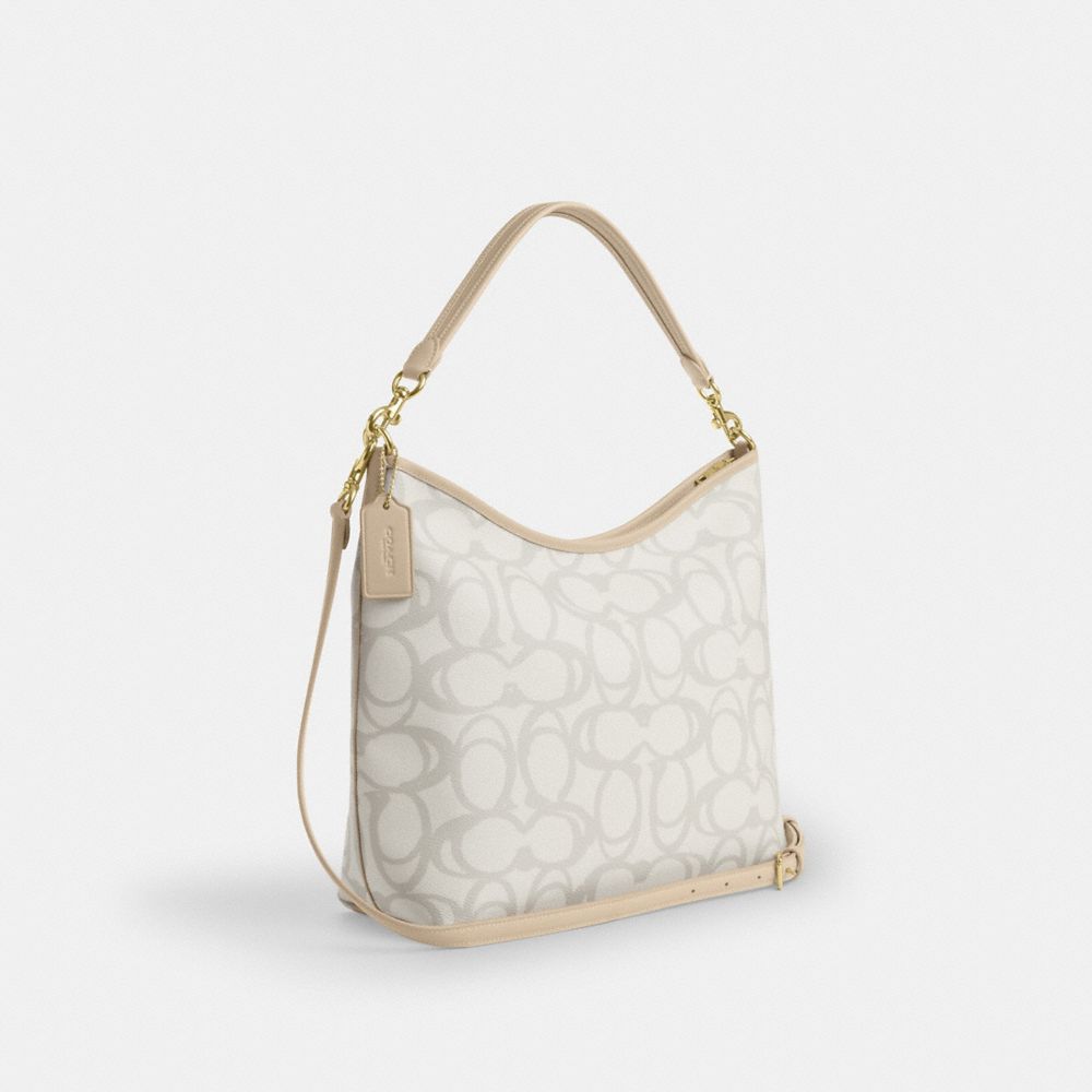 COACH®,Laurel Large Shoulder Bag In Sketch Signature Canvas,,Angle View