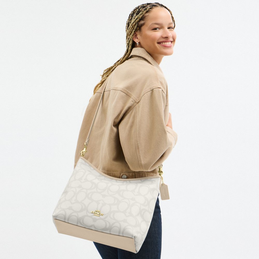 COACH®,Laurel Large Shoulder Bag In Sketch Signature Canvas,,Detail View