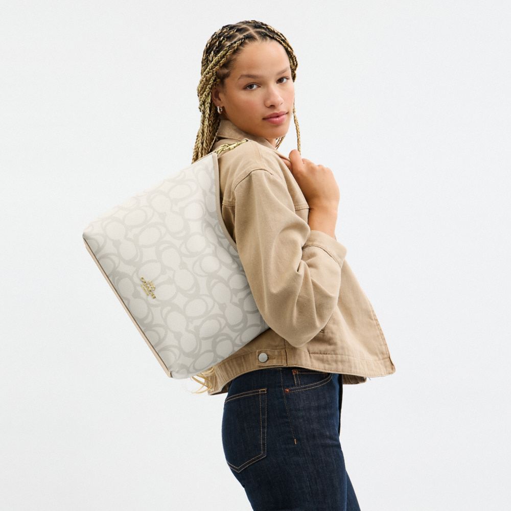 COACH®,Laurel Large Shoulder Bag In Sketch Signature Canvas,,Detail View