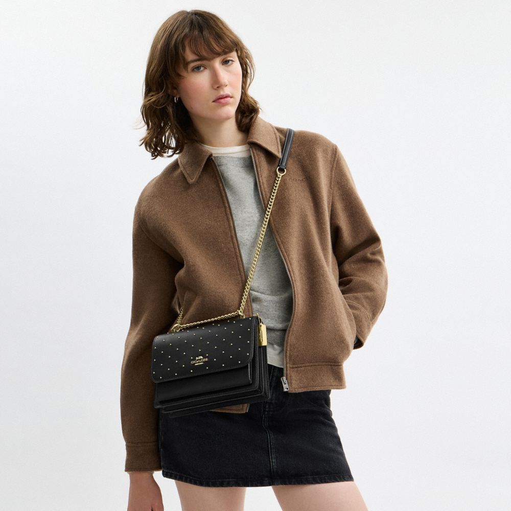 COACH®,Klare Crossbody Bag With Rivets,Black