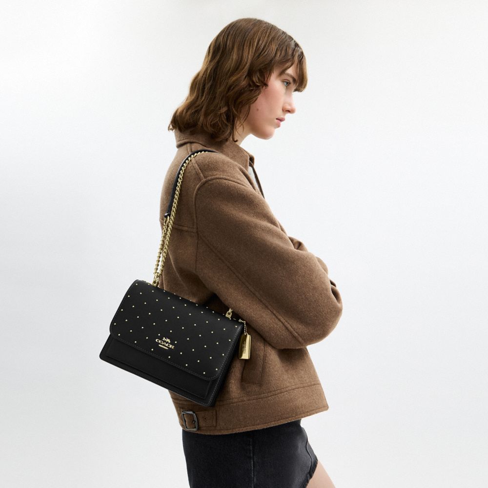 COACH®,Klare Crossbody Bag With Rivets,Black,Detail View