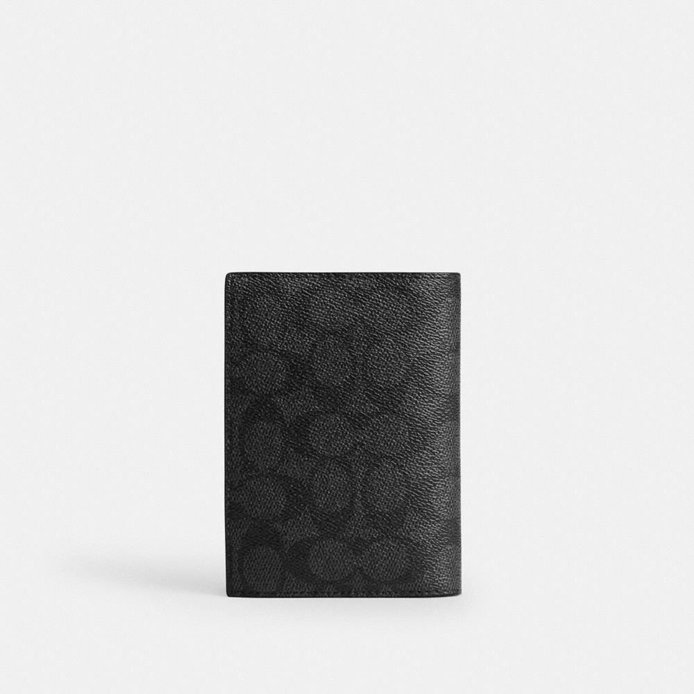 COACH®,Passport Case In Signature Canvas With Patches,,Back View