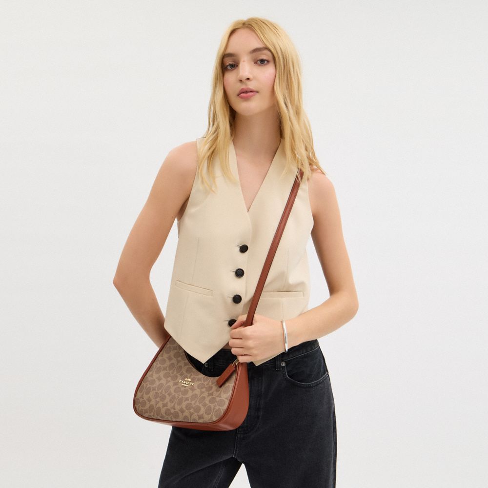 COACH®,Twisted Teri Shoulder Bag In Signature Canvas,