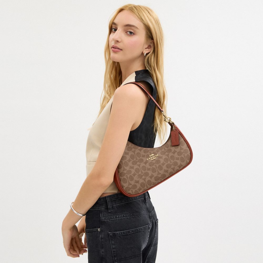 COACH®,Twisted Teri Shoulder Bag In Signature Canvas,,Detail View